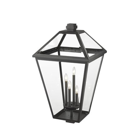 Z-Lite Talbot 4 Light Outdoor Post Mount Fixture, Black & Clear Beveled 579PHXLXS-BK